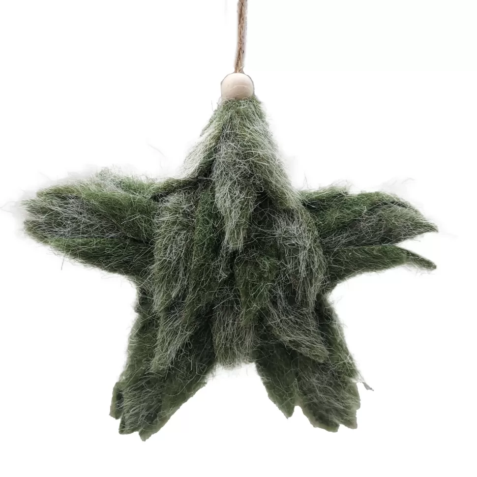 Christmas Forever ORN FELT STAR GREEN 5.5″ FROSTED LOOKED