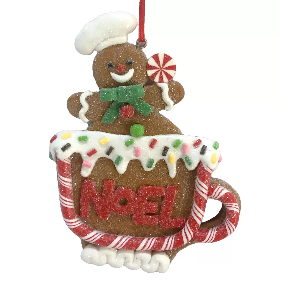 Christmas Forever ORN GINGERBREAD MAN ON A CUP 4.6″ CLAY DOUGH