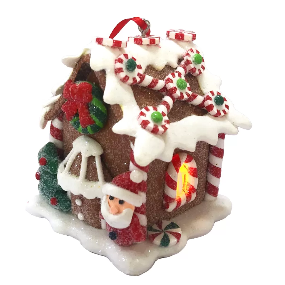 Christmas Forever ORN GINGERBREAD MINI HOUSE 3.3″ W/ LED (YELLOW) CLAY DOUGH