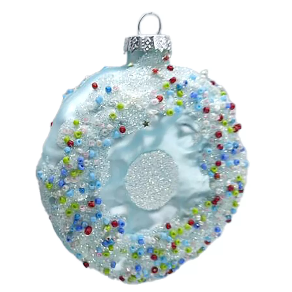 Christmas Forever ORN GLASS DONUT 3.5″ MINT/BLUE