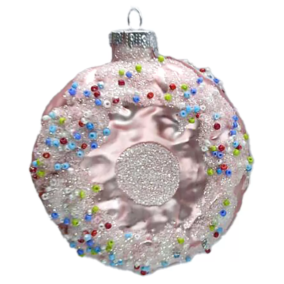 Christmas Forever ORN GLASS DONUT 3.5″ PINK