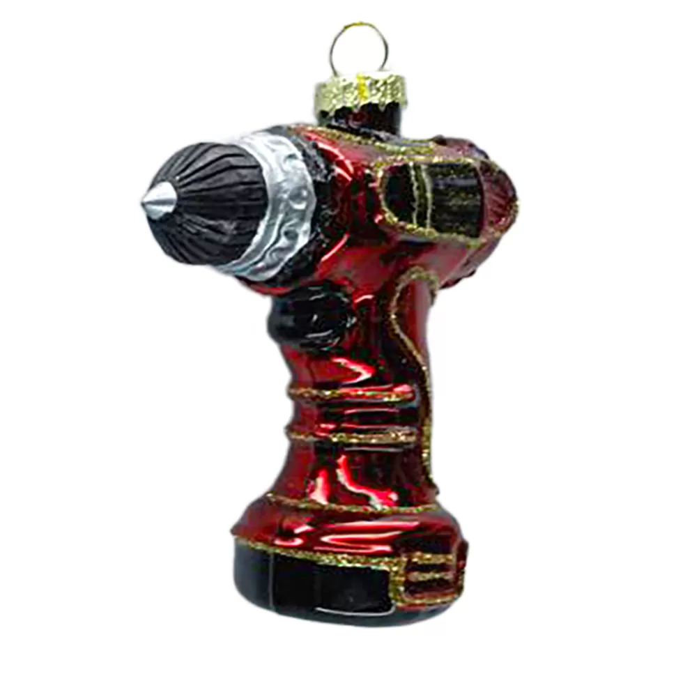Christmas Forever ORN GLASS ELECTRIC DRILL 3.5″ RED/BLACK