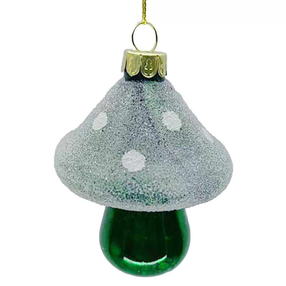 Christmas Forever ORN GLASS MUSHROOM 3.5″ GREEN W/ FROSTING