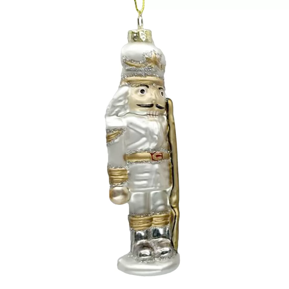 Christmas Forever ORN GLASS NUTCRAKER 4.5″ CHAMPAGNE/WHITE