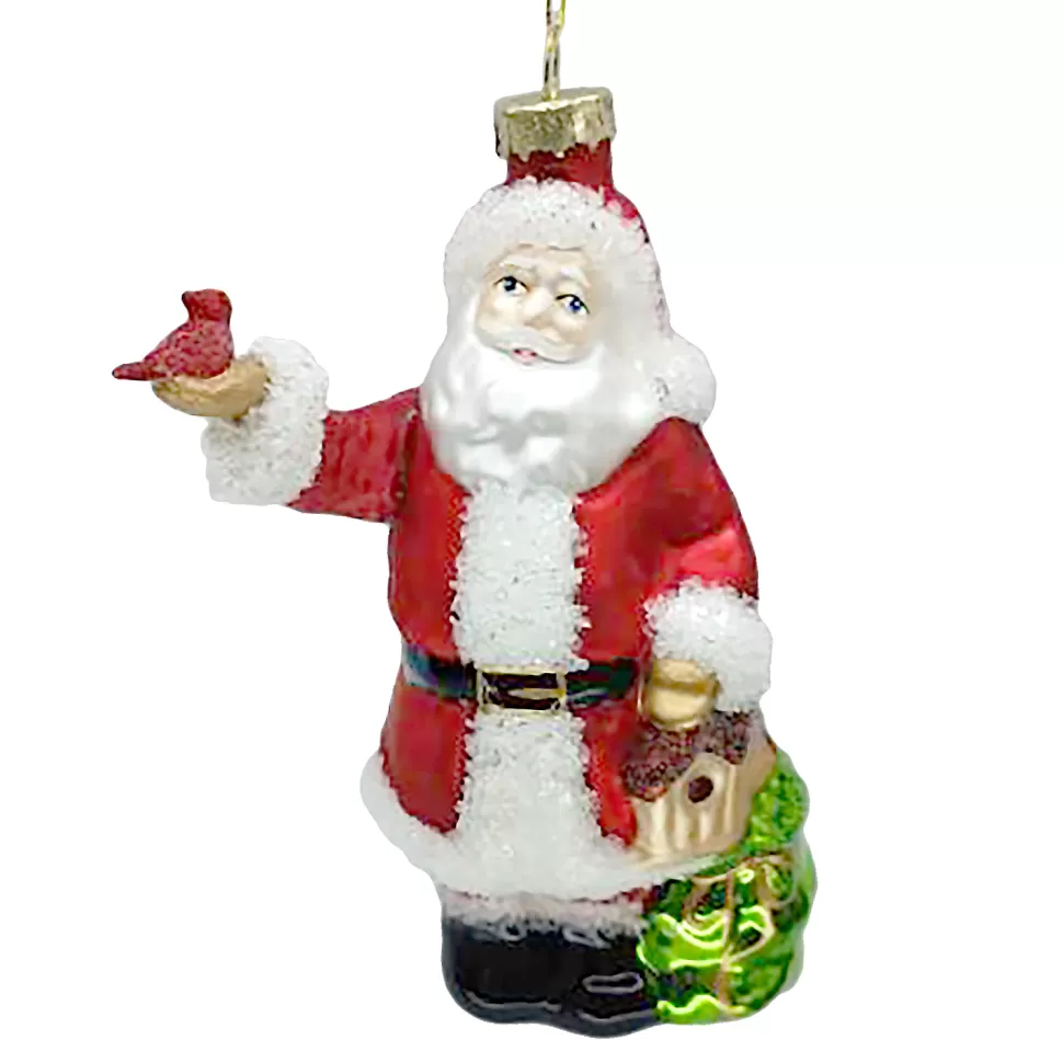 Christmas Forever ORN GLASS SANTA CLAUS 6″ RED/WHITE