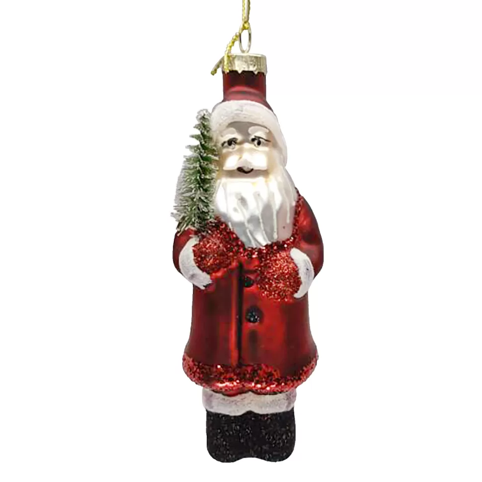 Christmas Forever ORN GLASS SATA CLAUS 5″ RED/MULTI