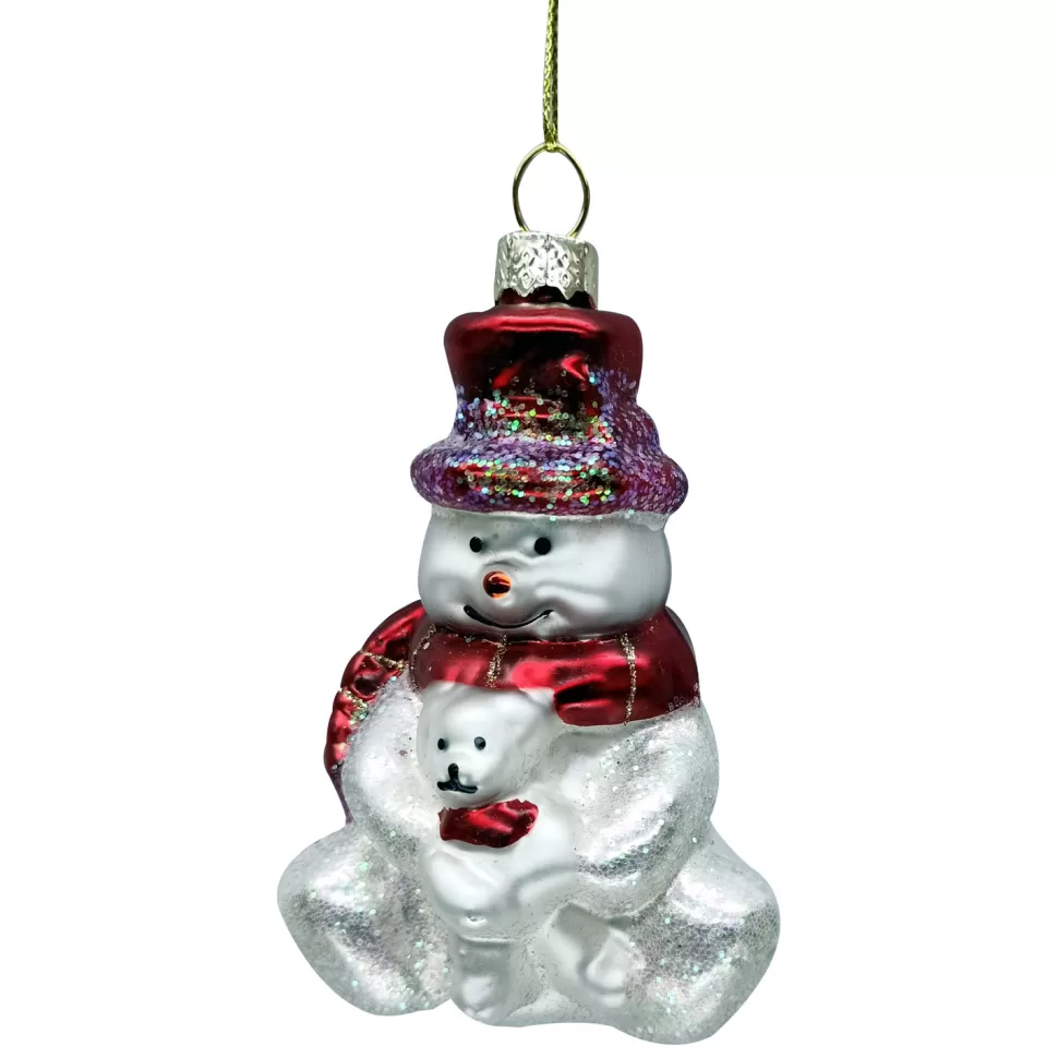 Christmas Forever ORN GLASS SNOWMAN 3″X2″X4″ RED/WHITE