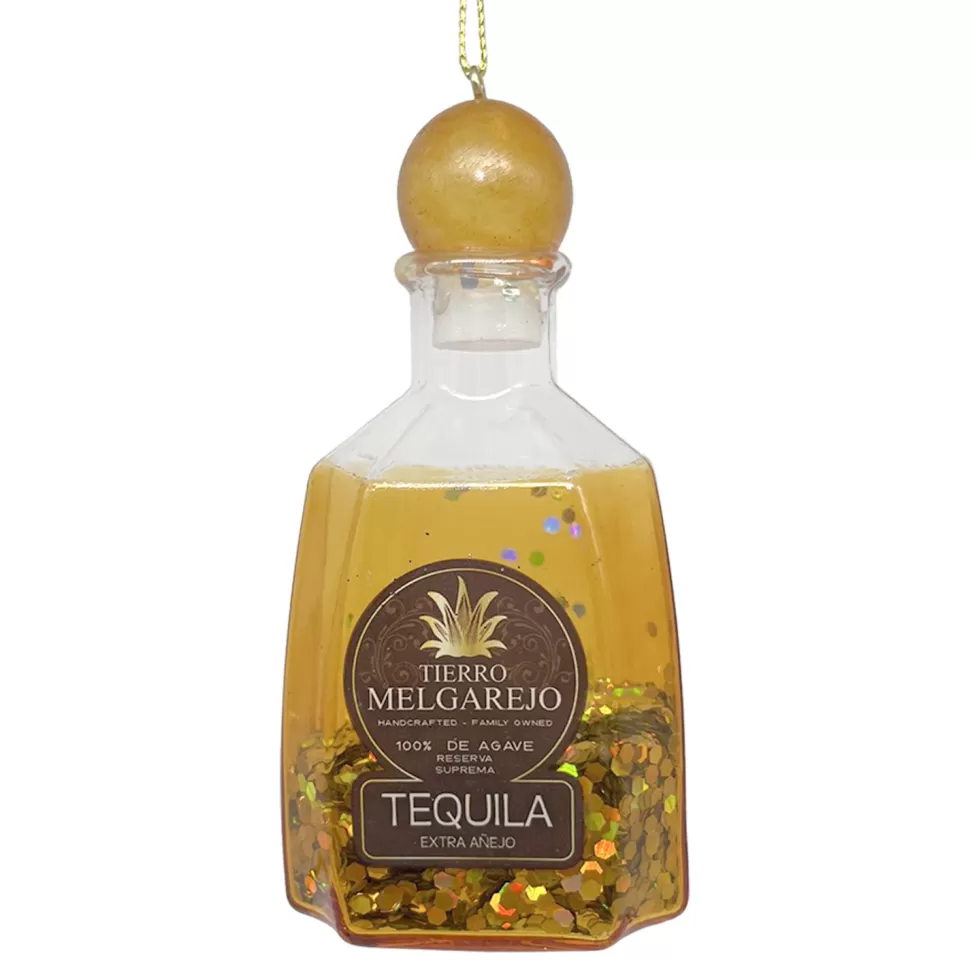 Christmas Forever ORN GLASS TEQUILA BOTTLE 4″ YELLOW