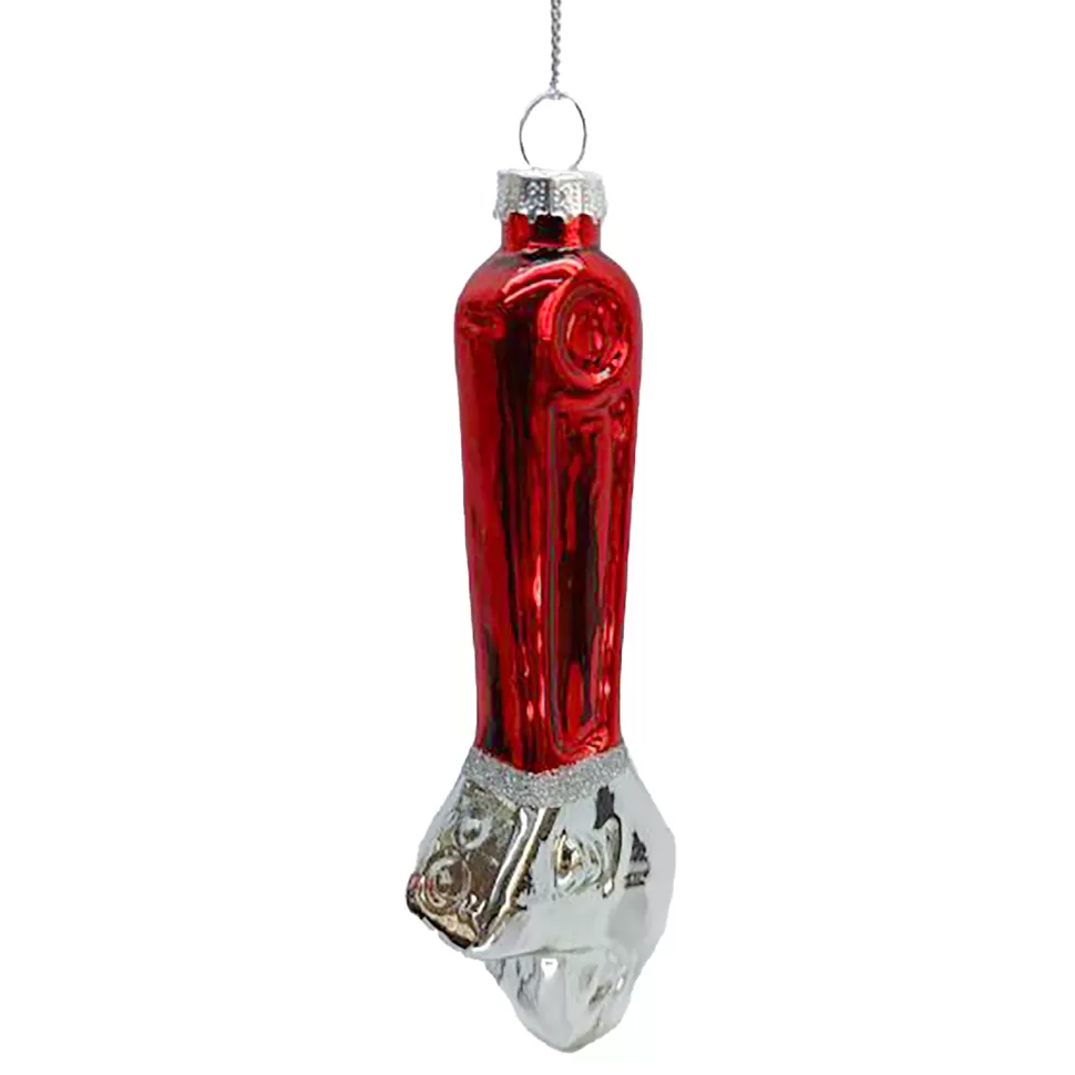 Christmas Forever ORN GLASS WRENCH 5″ RED/SILVER