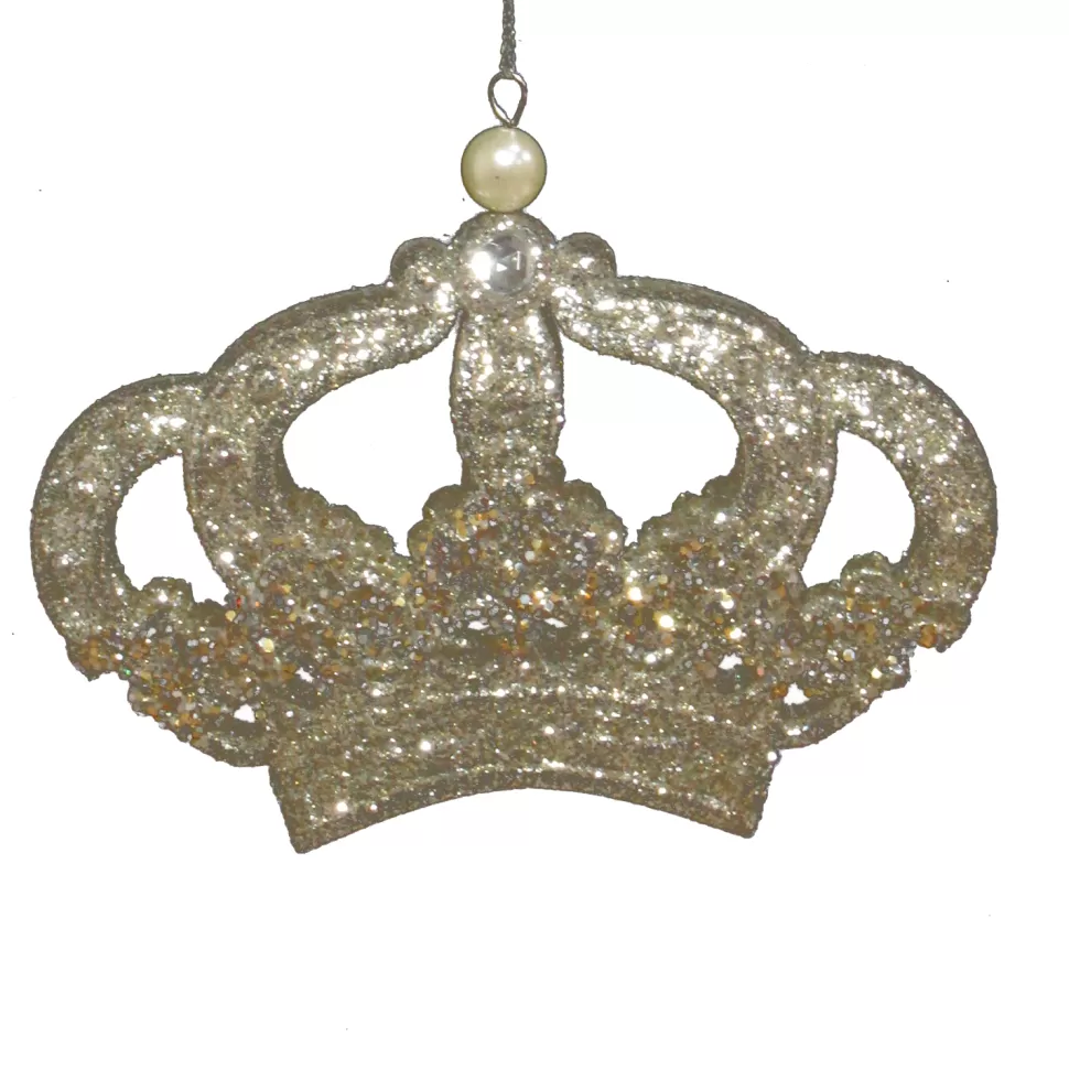 Christmas Forever ORN GOLD /SILVER CROWN 4.5″ W/ JEWEL