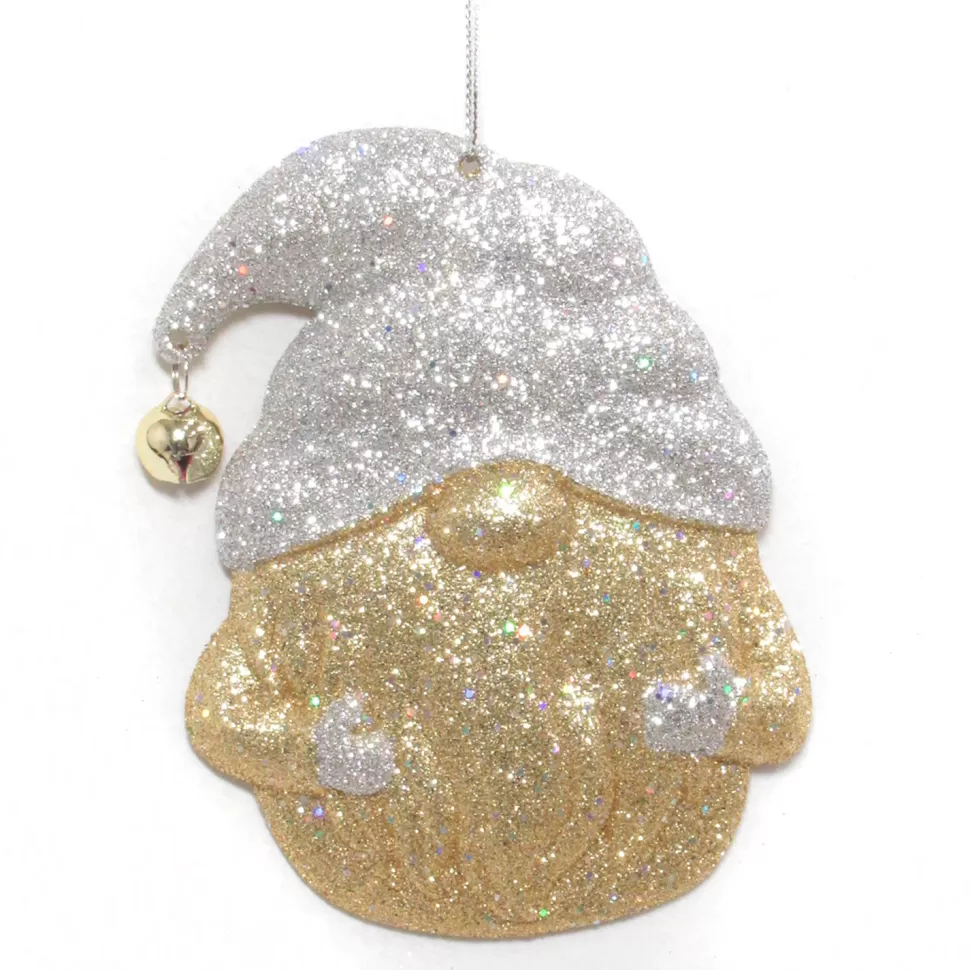 Christmas Forever ORN GOLD/SILVER GNOME 5″ W/ BELL & GLITTER