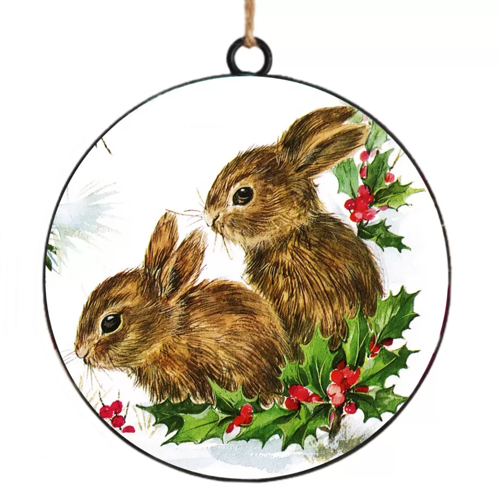 Christmas Forever ORN METAL DISC 4″ BUNNY