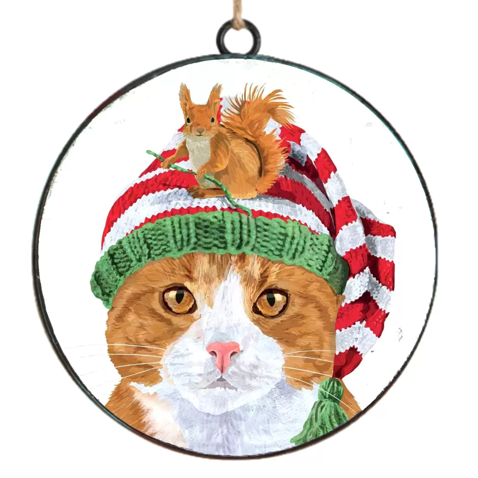 Christmas Forever ORN METAL DISC 4″ CAT
