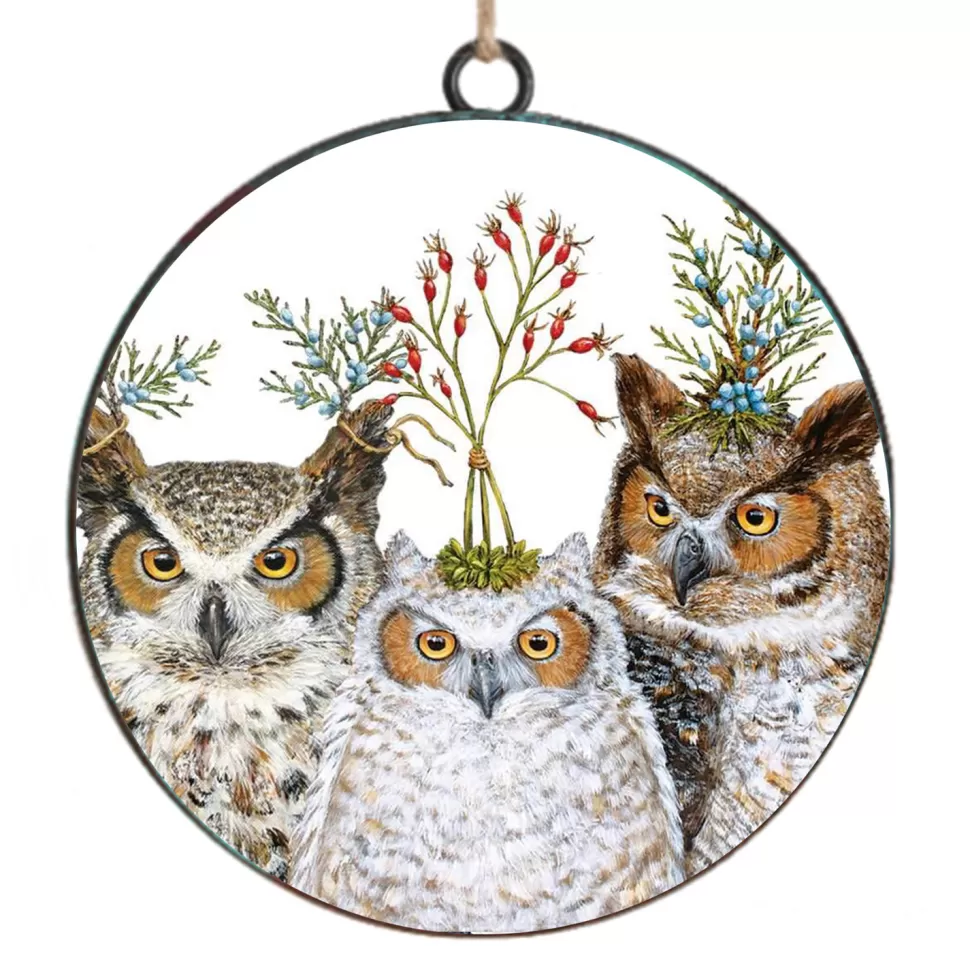 Christmas Forever ORN METAL DISC 4″ OWL
