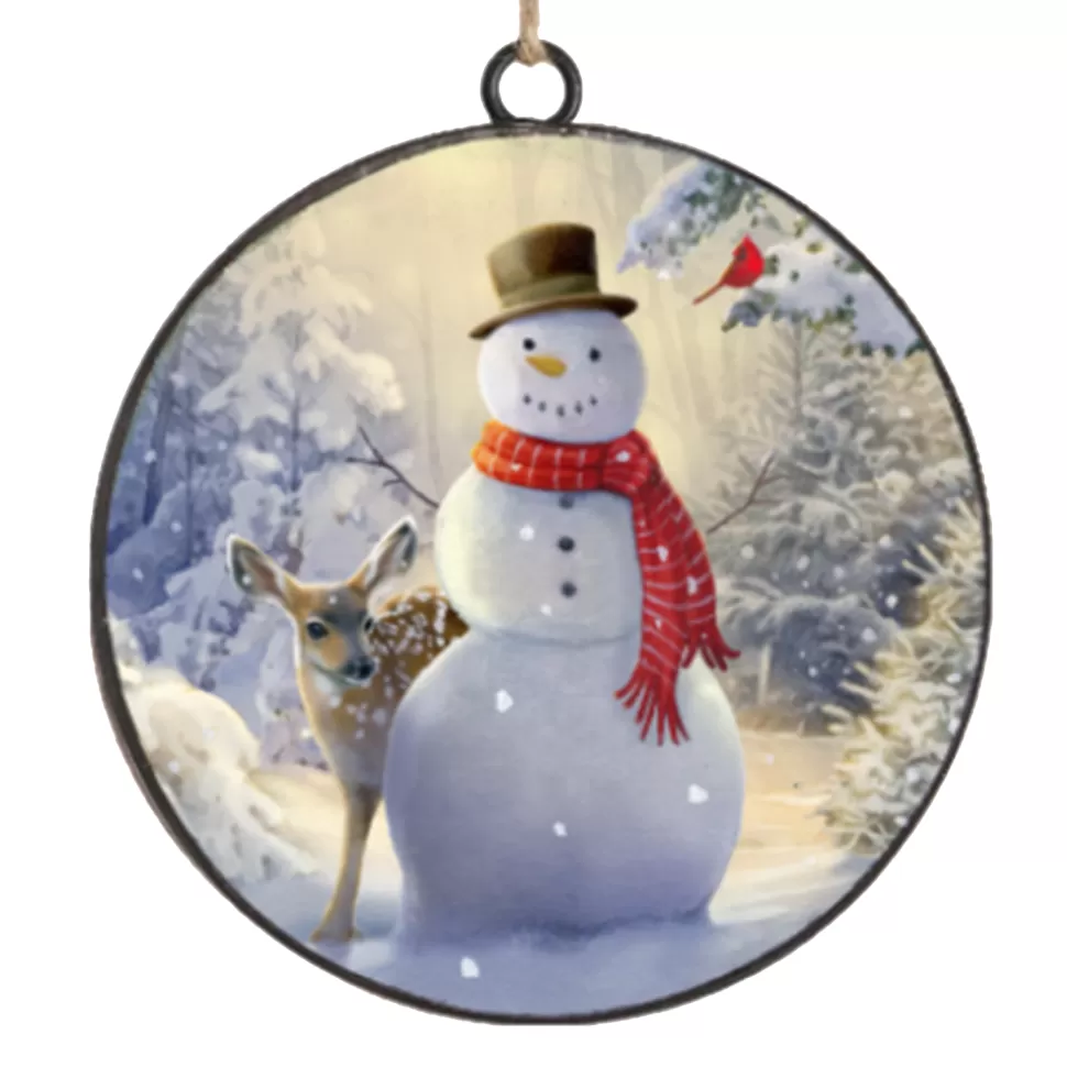 Christmas Forever ORN METAL DISC 4″ SNOWMAN W/DEER