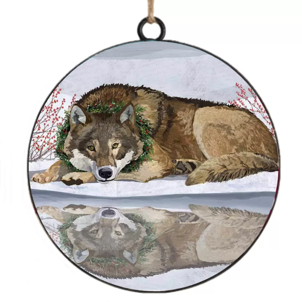 Christmas Forever ORN METAL DISC 4″ WOLF