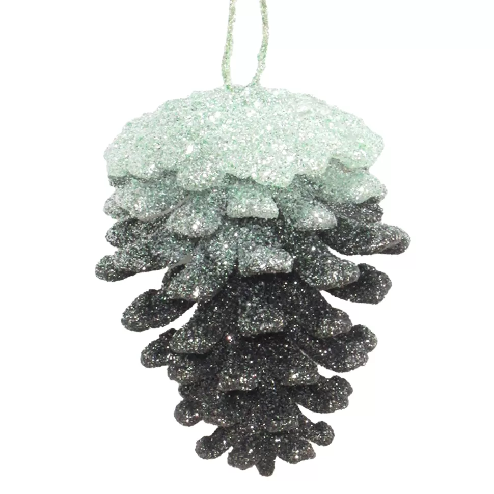 Christmas Forever ORN MINT/DK FOREST GRN PINE CONE 2.75″ 3-D W/ GLTR.