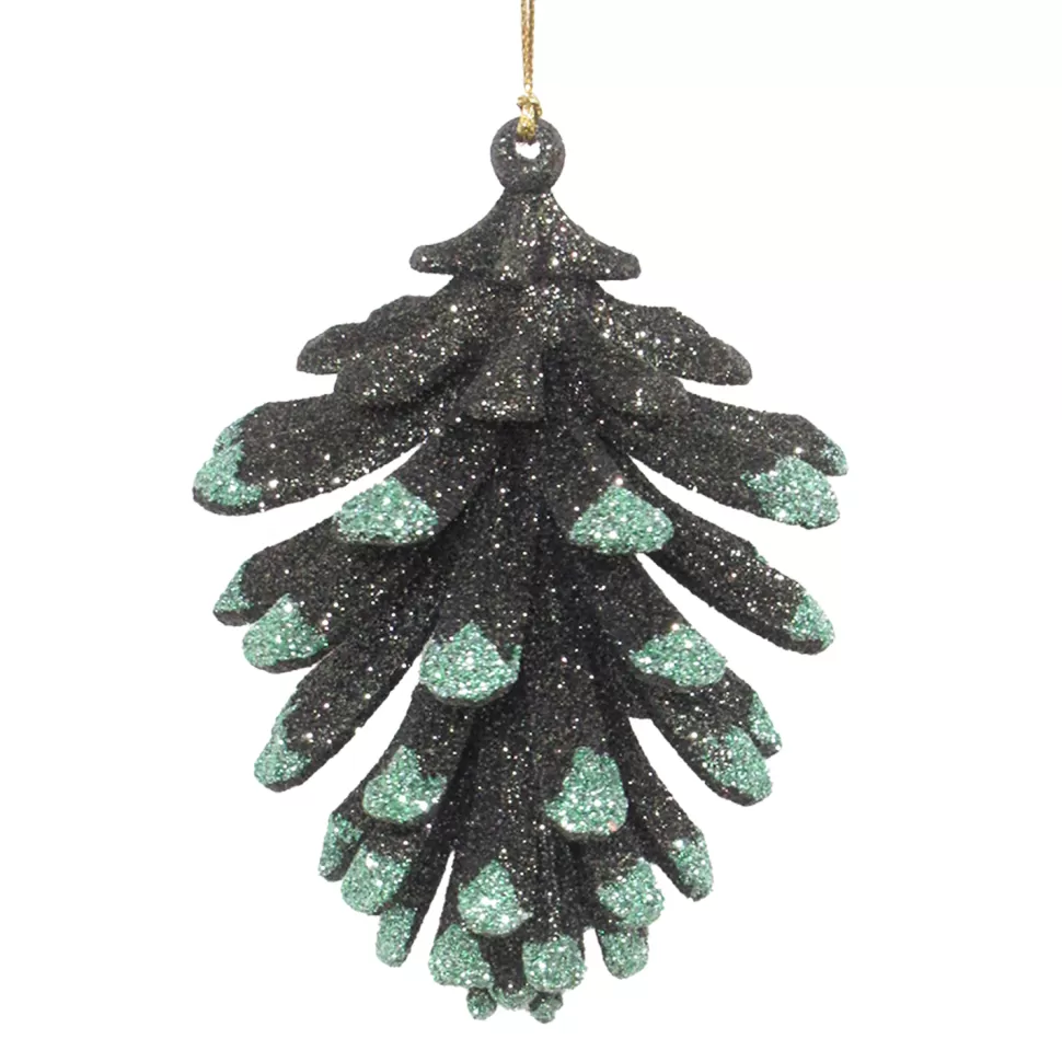 Christmas Forever ORN MINT/DK FOREST GRN PINECONE 4″ 3-D W/ GLTR.