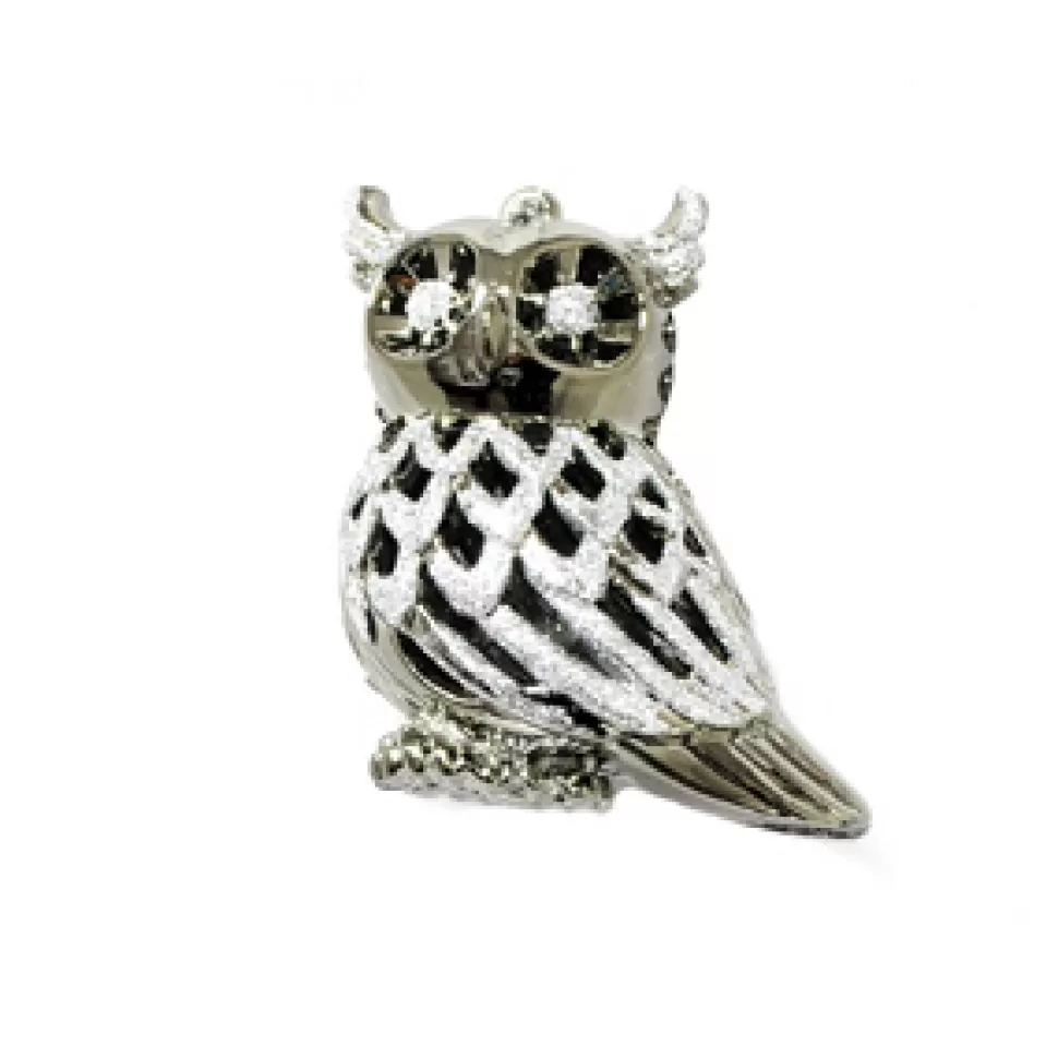 Christmas Forever ORN PEWTER OWL 3″ W/SILVER GLTR