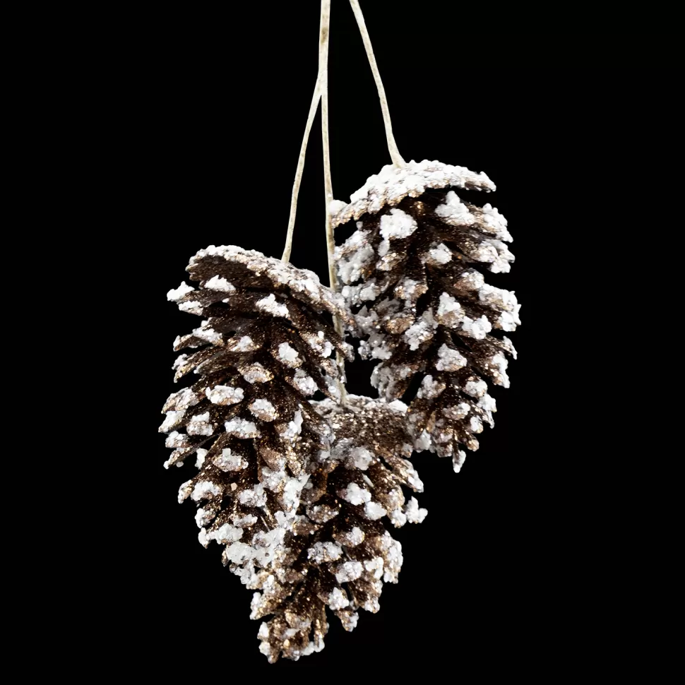 Christmas Forever ORN PINE CONES 16″ NATURAL W/ ICE & SNOW 3 CONES