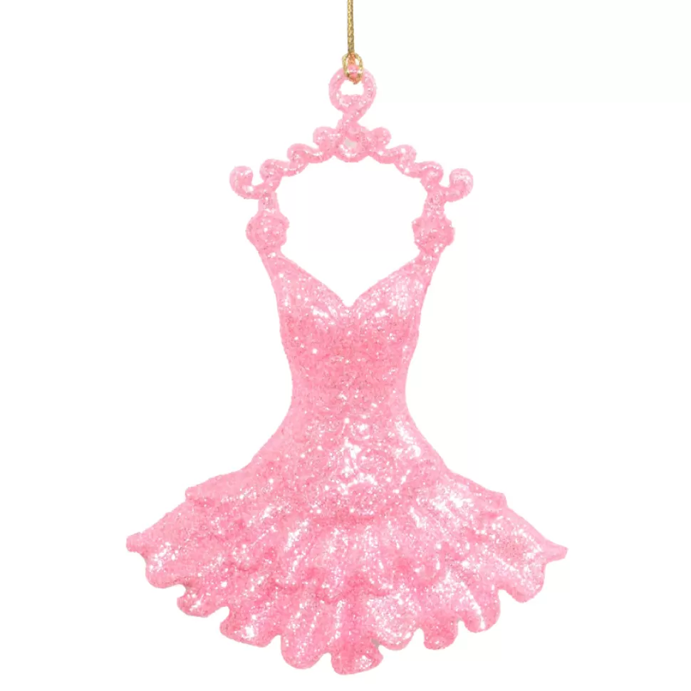 Christmas Forever ORN PINK- DK BALLERINA DRESS 5″ W/ GLTR.