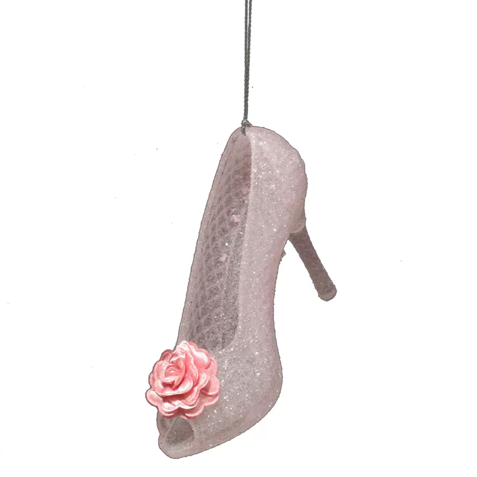 Christmas Forever ORN PINK HIGH HEEL 4″ W/ GLITTER & CAMELLIA