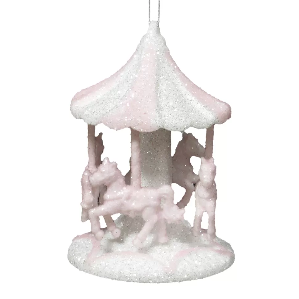 Christmas Forever ORN PINK-LIGHT CARROUSEL 4″ W/ GLTR.