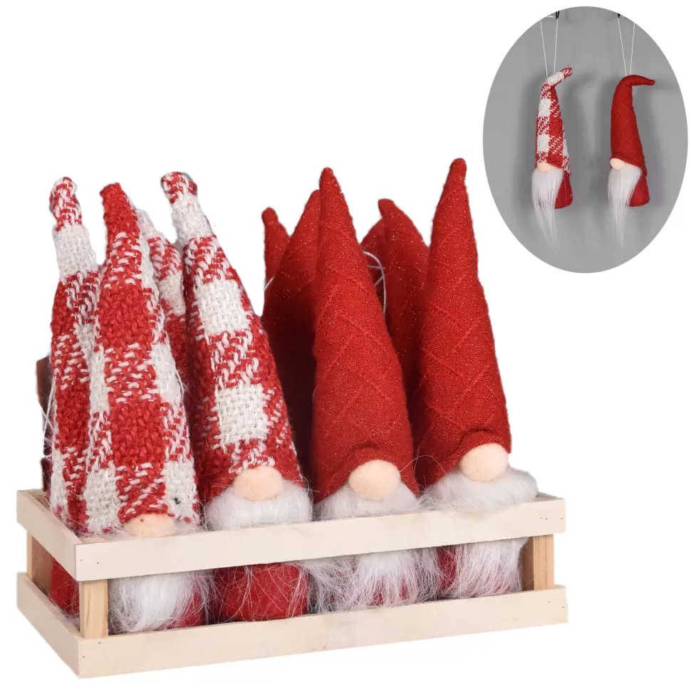 Christmas Forever ORN PLUSH GNOME 8″ RED/WHITE W/TRAY 12 PC. (2 STYLES)
