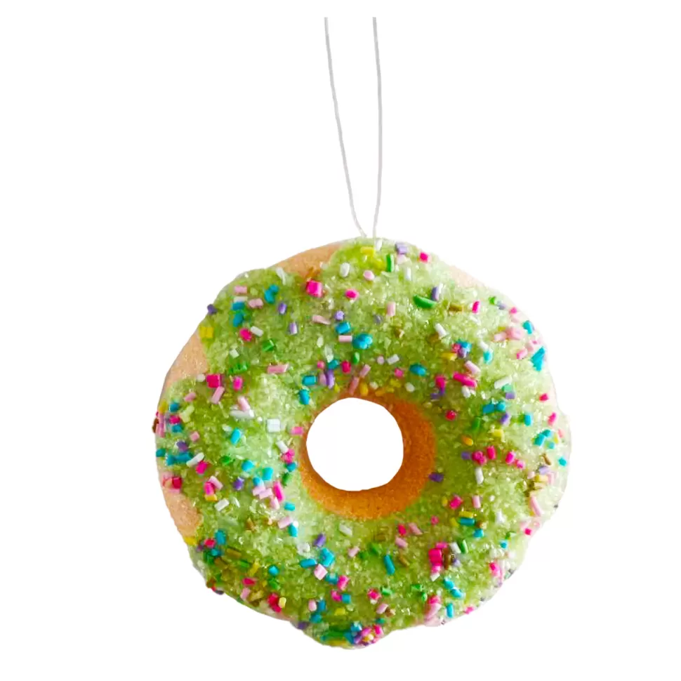 Christmas Forever ORN POLY FOAM CANDY SPRINKLE DONUT 4″ GREEN