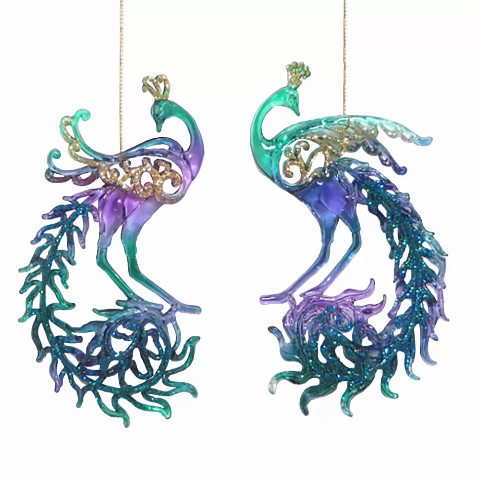 Christmas Forever ORN PURPLE PEACOCK 5.5″ CLEAR TURQ/PURPLE W/ GLITTER 2 ASST.