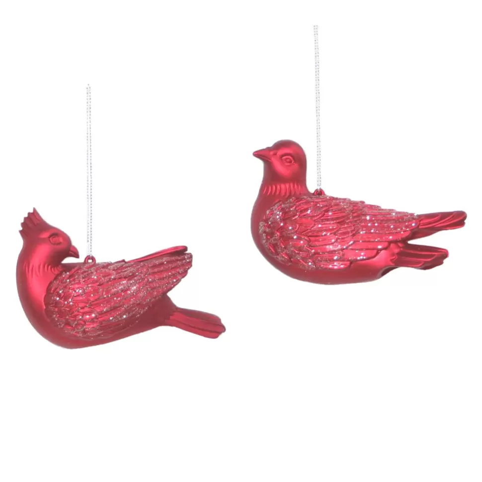 Christmas Forever ORN RED CARDINAL 3″ W/ FROST GLITTER 2 ASST.