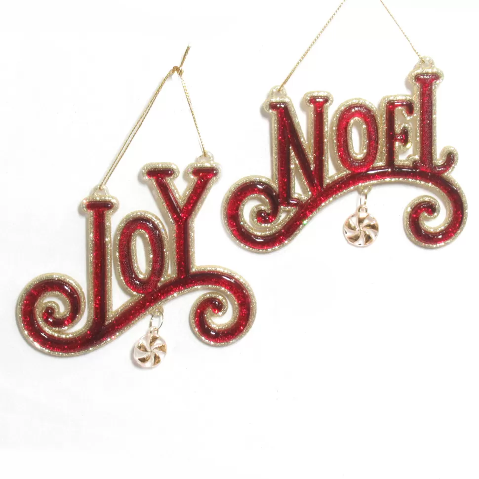 Christmas Forever ORN RED CLEAR/GOLD “JOY & NOEL” 4.5″ W/ CANDY & GLITTER 2 ASSTD.