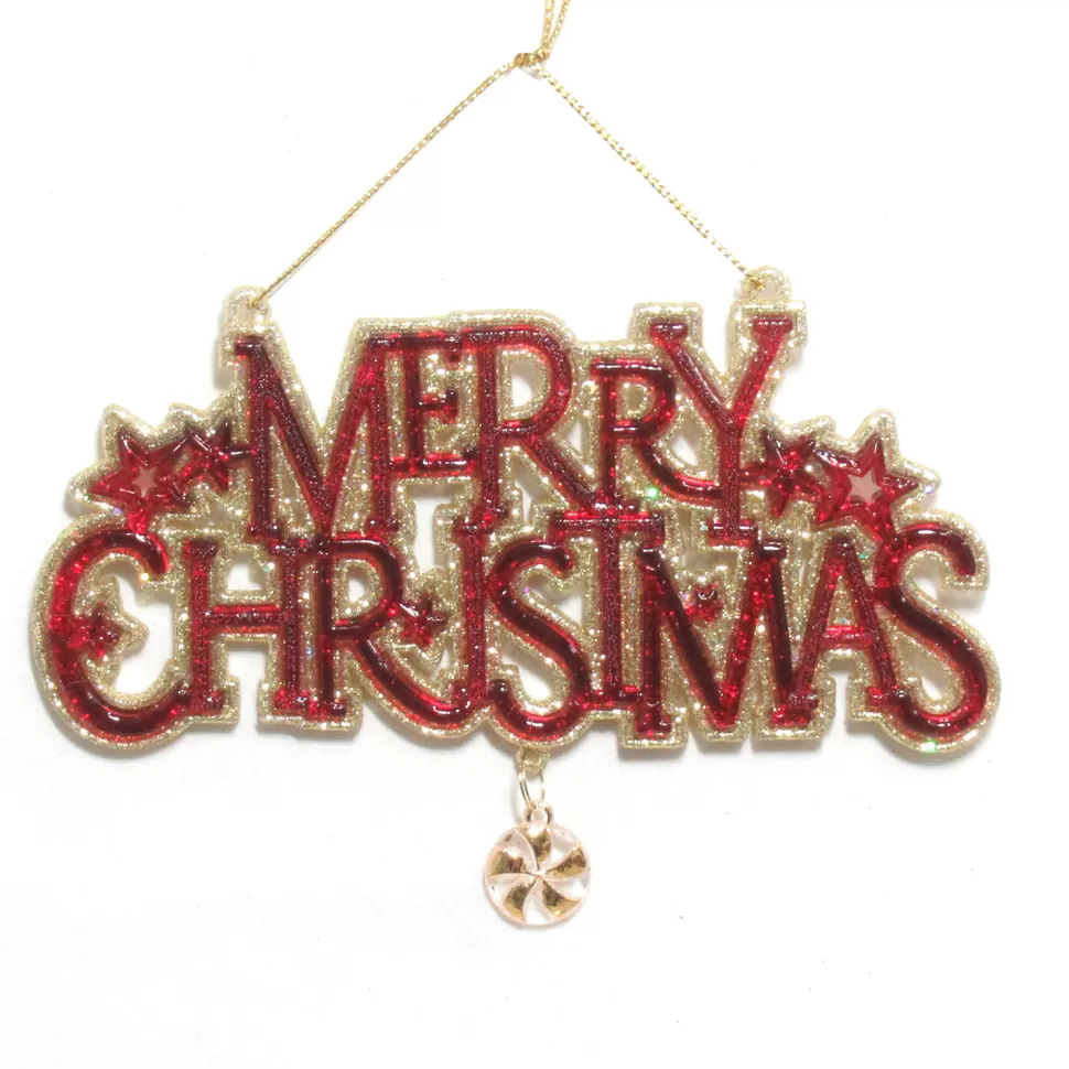 Christmas Forever ORN RED CLEAR/GOLD “MERRY CHRISTMAS ” 4″X6″ W/ CANDY & GLITTER