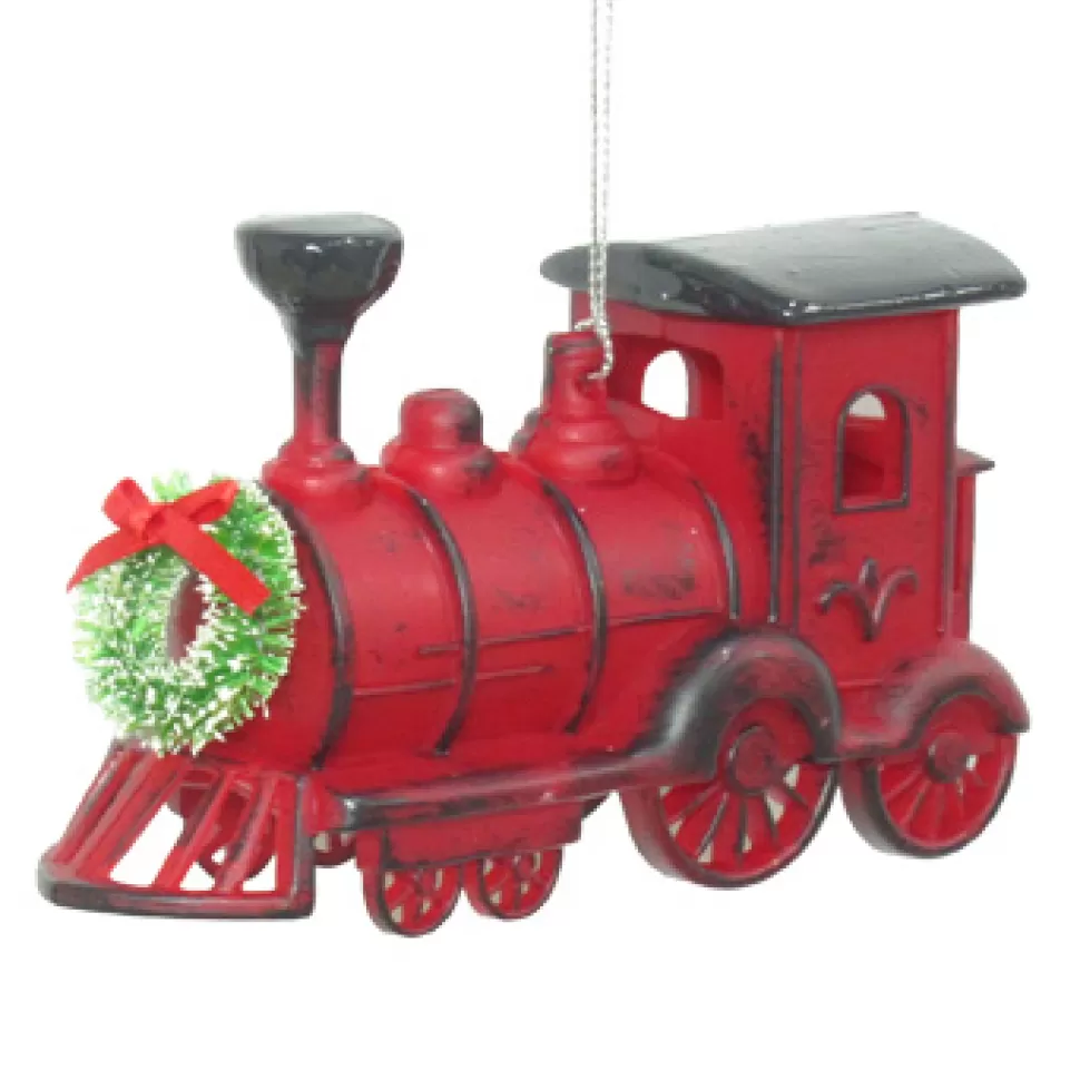 Christmas Forever ORN RED TRAIN 3″ ANTIQUE FIN. W/ WREATH