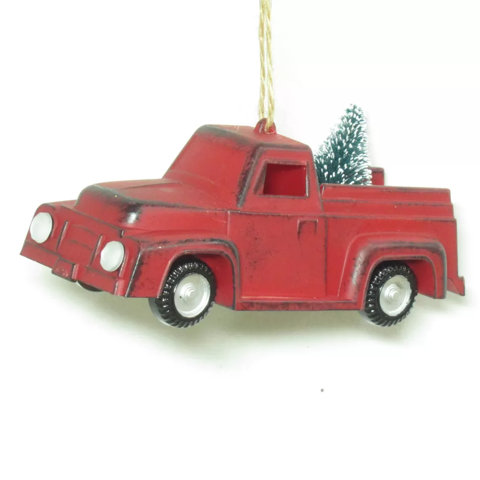 Christmas Forever ORN RED TRUCK 4.5″ W/ SNOWED TREE