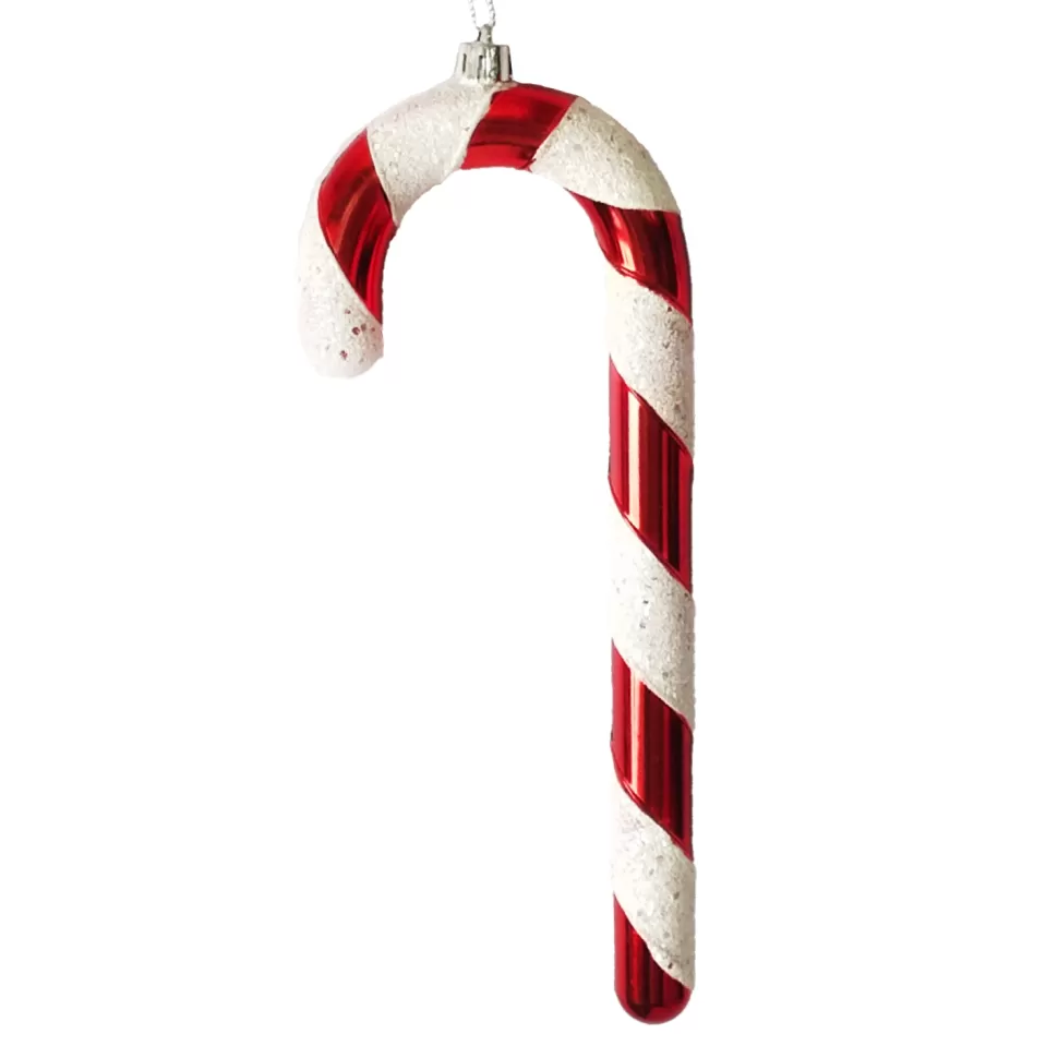 Christmas Forever ORN RED/WHITE CANDY CANE 10” W/ WHITE GLITTER