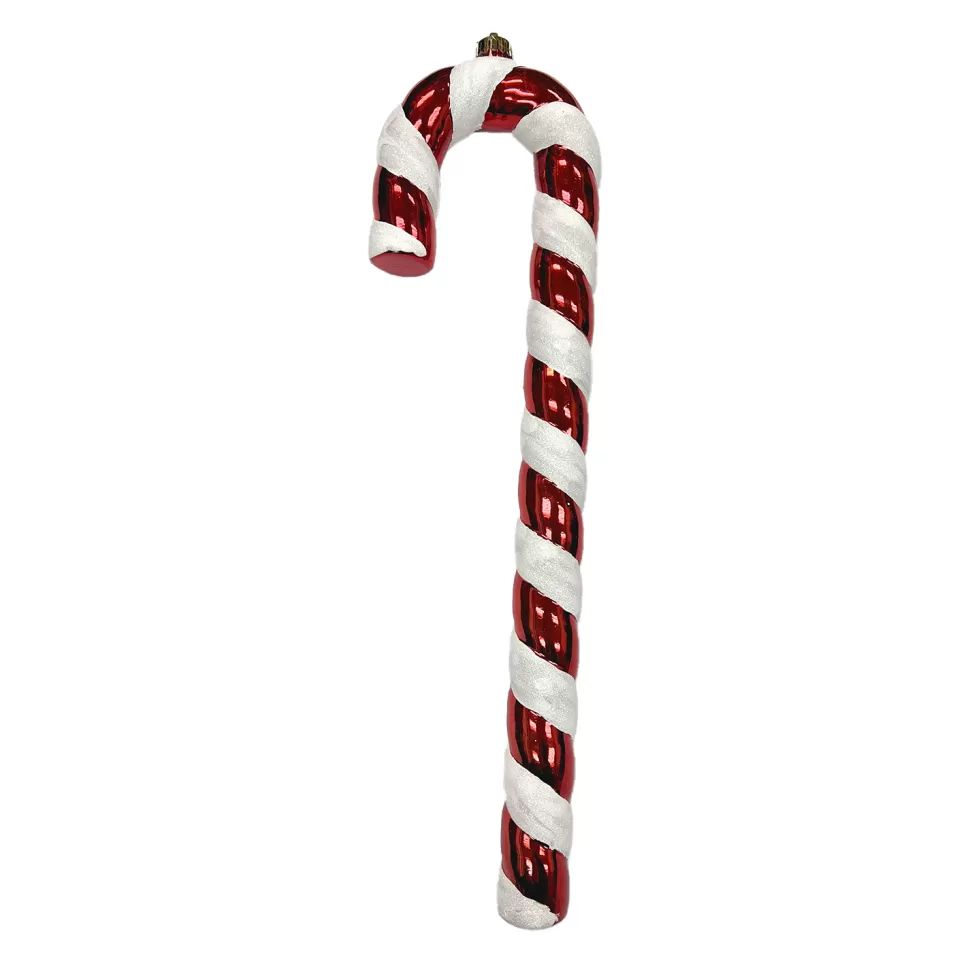 Christmas Forever ORN RED/WHITE CANDY CANE 19.5″ W/ WHITE GLITTER