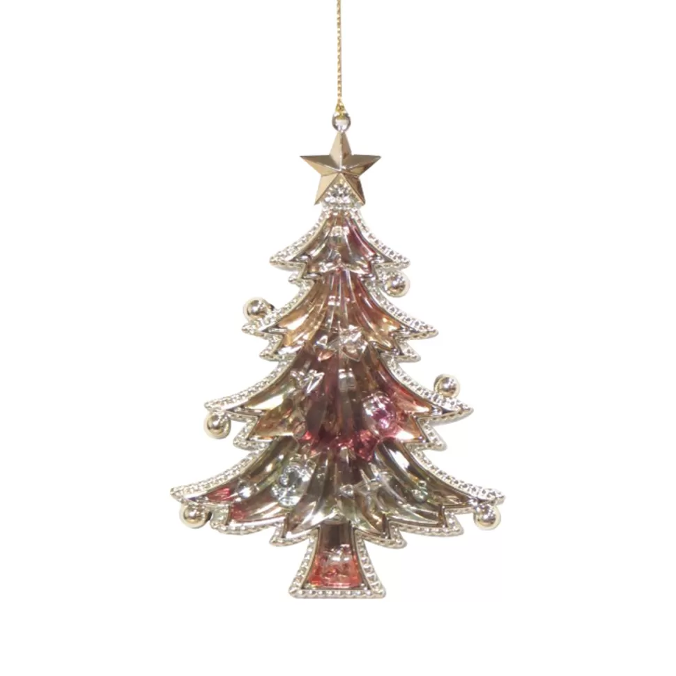 Christmas Forever ORN ROSE GOLD / MULTI TREE 5″ W. STAR TOP