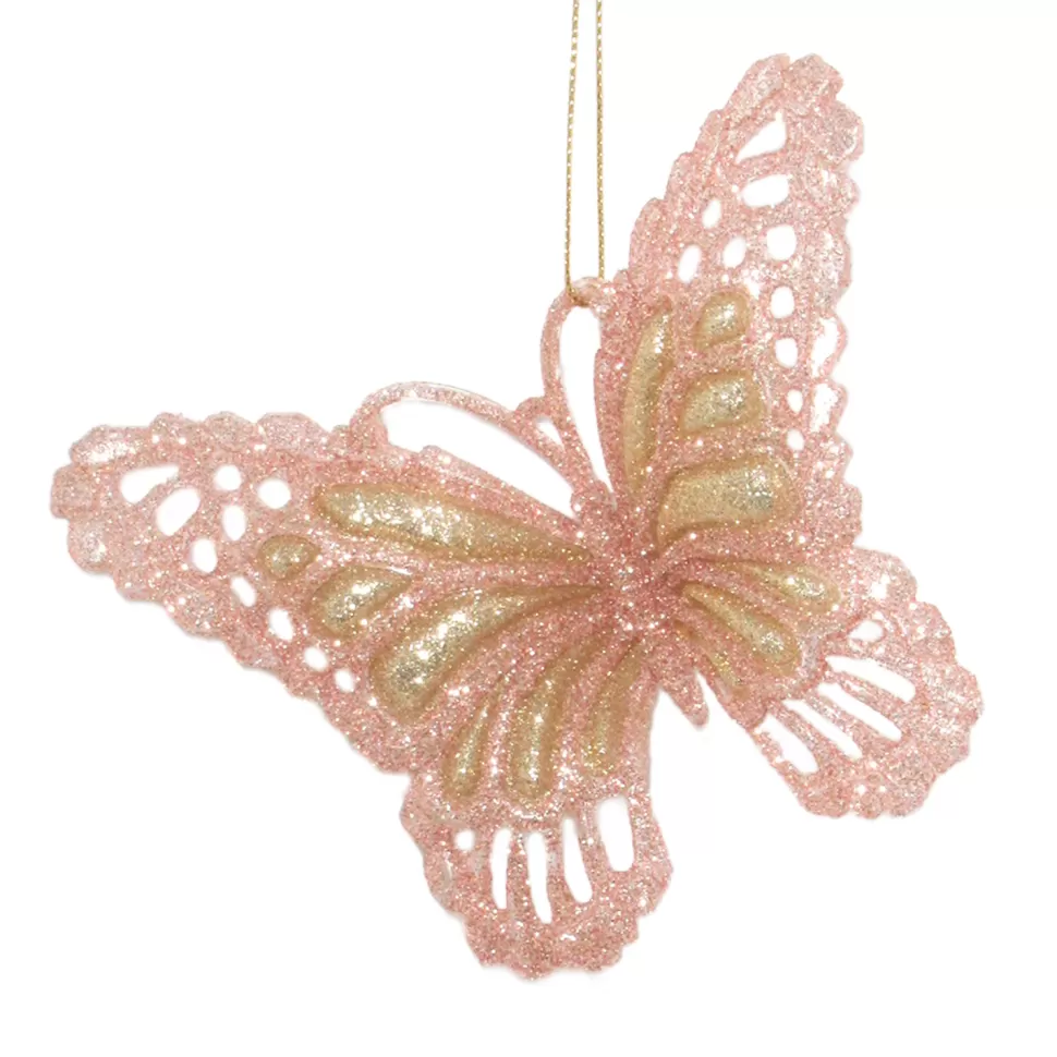 Christmas Forever ORN ROSE GOLD BUTTERFLY 4.75″x3.75″ 2 TONE GLTR.