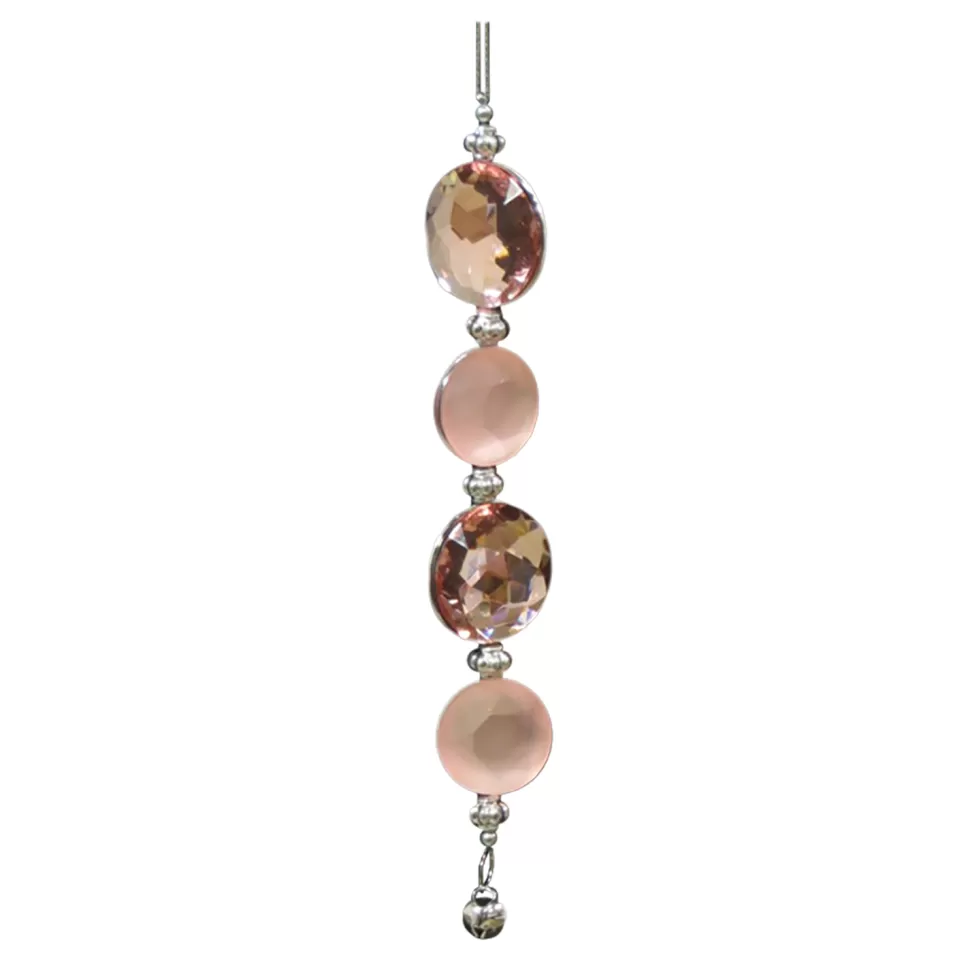 Christmas Forever ORN ROSE GOLD/CLEAR ROUND 4PC JEWEL 7″ W/ BELL