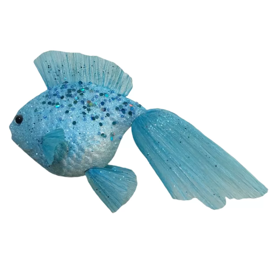 Christmas Forever ORN SEA POLY FOAM FISH BLUE 7″X9.5″ W/ GLITTER & SEQUINS