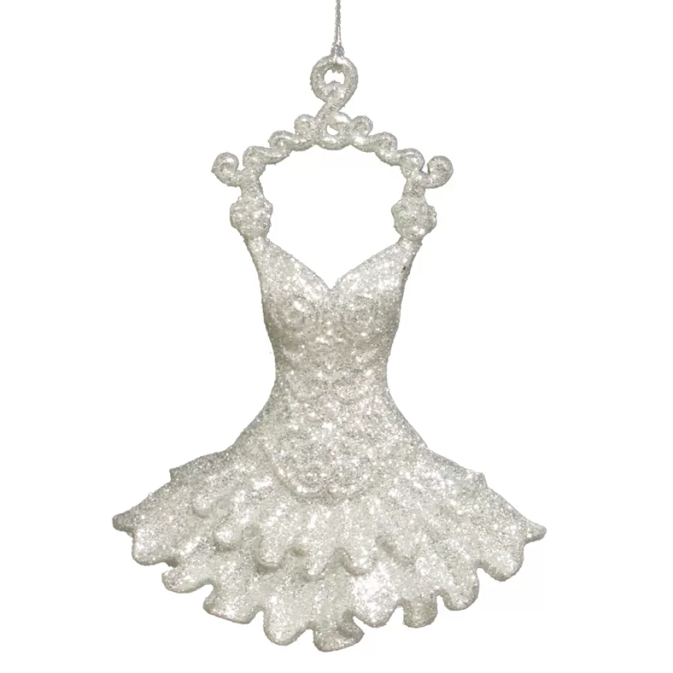 Christmas Forever ORN SILVER BALLERINA DRESS 5″ W/ BRIGHT SLV. GLTR.