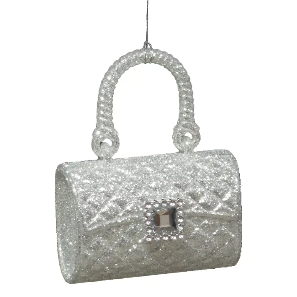 Christmas Forever ORN SILVER PURSE 4.25″ W/ BRIGHT SLV. GLTR.