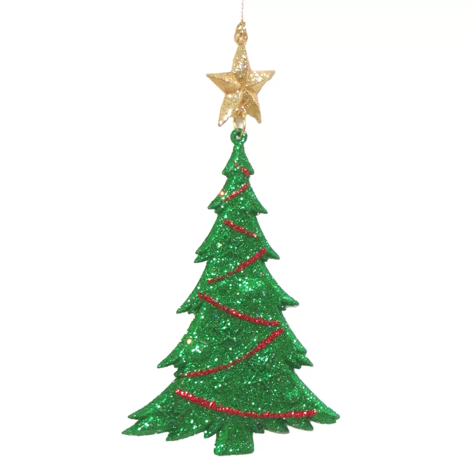 Christmas Forever ORN TREE RED/GRN/GLD TREE 6.25″ W/ STAR & GLTR.