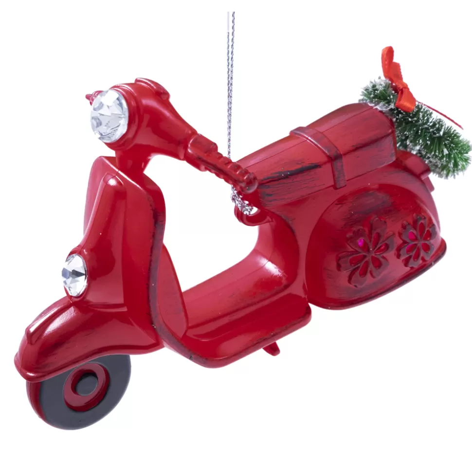 Christmas Forever ORN VINTAGE RED SCOOTER 4.75″ ANTIQUE RED W/ WREATH