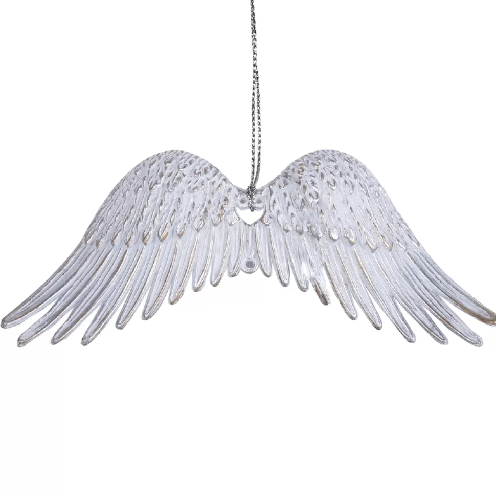 Christmas Forever ORN WHITE / GOLD WINGS 2.25″ WHITE W/ BRUSHED GOLD