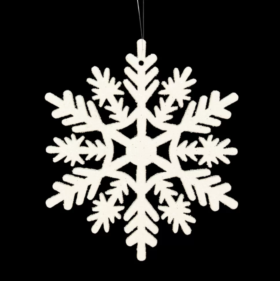 Christmas Forever ORN WHITE SNOWFLAKE 4″ W/ WHT GLTR