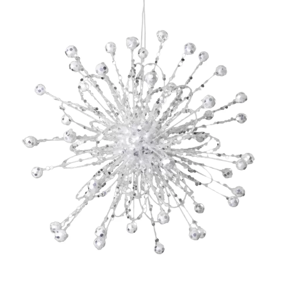 Christmas Forever ORN WHITE STARBURST 7.5″ W/ WHITE GLTR