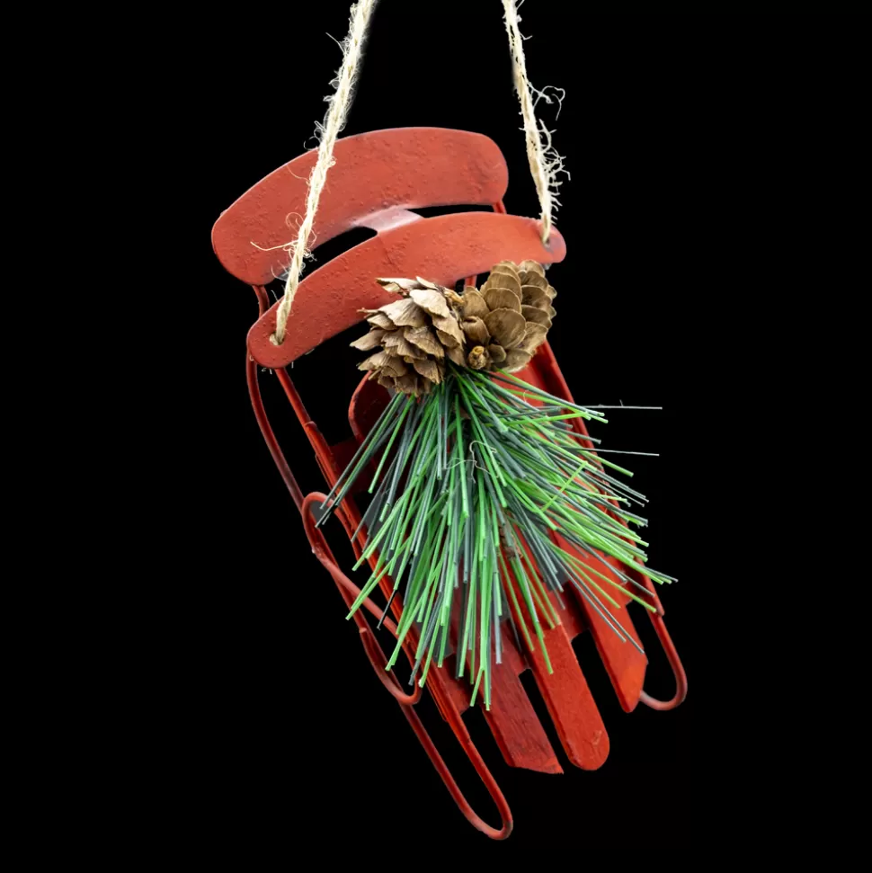 Christmas Forever ORN WINTER METAL SLED 5.5″ RED