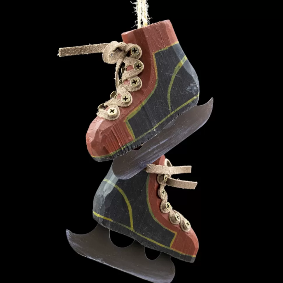 Christmas Forever ORN WINTER WOODEN ICE SKATES 2.5″ BLK/RED